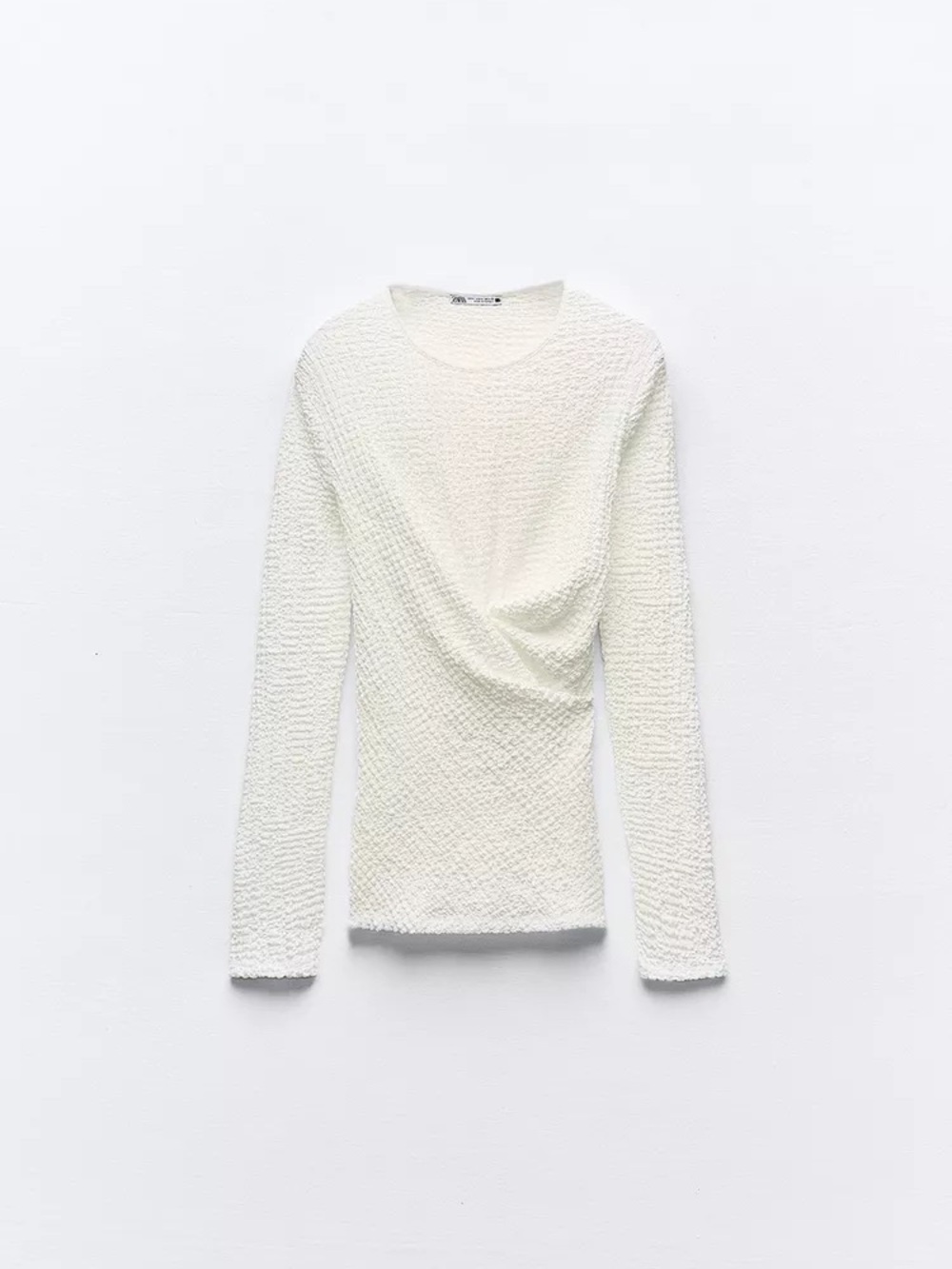 Zara Cream Textured Long-Sleeve Top